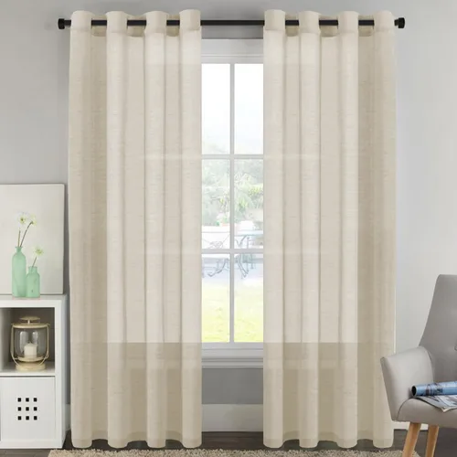 Vista 73 de H.VERSAILTEX Cortinas de lino de mezcla natural para sala de estar/cortinas de lino semitransparentes reductoras de luz de 54 pulgadas de largo