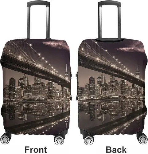 Vista 3 de Funda lavable para equipaje, protector de maleta, decoración de puente de Brooklyn, se adapta a maletero de 22 a 24 pulgadas, para viajes, verano