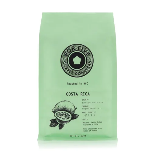 Vista 4 de For Five Coffee Roasters - Tostado en Nueva York - Costa Rica Monte Crisol tostado ligero (Origen: Sanriago, Costa Rica), grano entero 12 oz