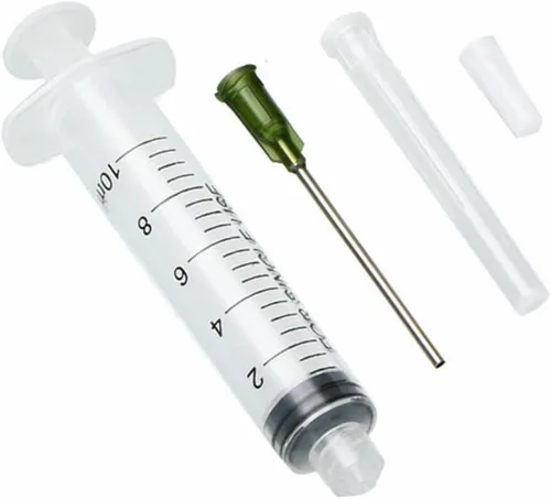 Vista 4 de Juego de jeringas aplicadoras dispensadoras, 5 jeringas dispensadoras de 10 ml con agujas dispensadoras y tapas para manualidades de quilling