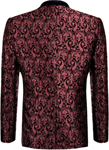 Vista 3 de COOFANDY Chaqueta de Traje de Esmoquin Floral para Hombre de Un Botón Blazer Brillante de Lujo para Cena Fiesta Graduación Boda