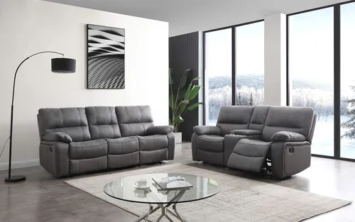Vista 22 de Betsy Furniture 8007 - Juego de sofá reclinable de microfibra para sala de estar (Gris, Sofá + Sillón reclinable)