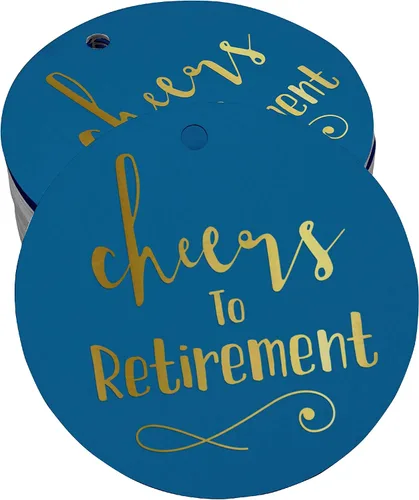 Vista 60 de Etiquetas de papel para colgar con texto en inglés "Cheers to Retirement Wall" (50 unidades)