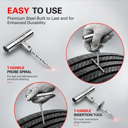 Vista 4 de CKAuto Kit de reparación universal de neumáticos de 34 piezas con tapones