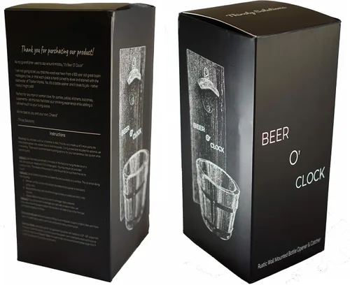 Vista 7 de Abrebotellas y recolector rústico "Beer O' Clock" montado en pared - Pino con tinte oscuro con abridor de aleación de zinc - Cubo de madera