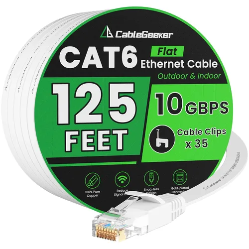 Vista 34 de Cable Ethernet Cat 6 de 10 pies, paquete de 2 unidades, para interiores y exteriores, red de Internet de 10 Gbps de alta velocidad, cable Ethernet