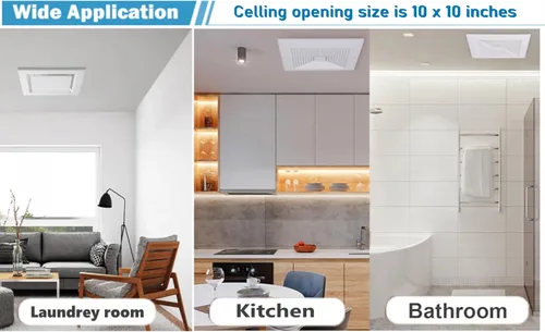 Vista 2 de Nalle Ventilador de ventilación de techo para baño, extractor (no requiere acceso al ático) (120 CFM, 1.2 sones) (estilo B)