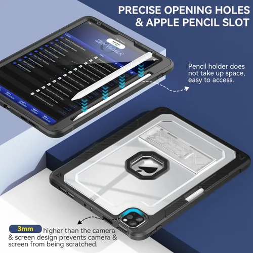 Vista 4 de ZoneFoker Funda para iPad Pro 12.9 Pulgadas 6ª/5ª/4ª/3ª Generación 2022/2021/2020/2018, Funda Protectora Esbelta y Resistente para iPad Pro 12.9