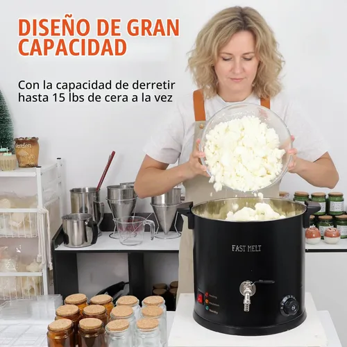 Vista 3 de FAST MELT - Kit de fundidor eléctrico de cera de 10 litros para hacer velas, control de temperatura de 86.0-230.0 °F, boquilla de fácil vertido