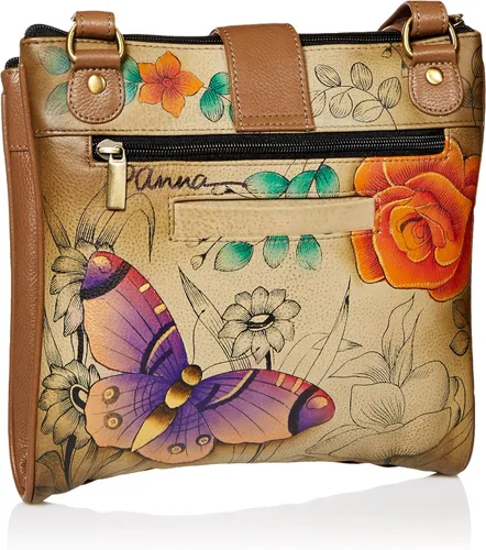 Vista 2 de Anna by Anuschka Genuine Leather Travel Organizer, Triple Compartment - Hand-Painted Original Artwork