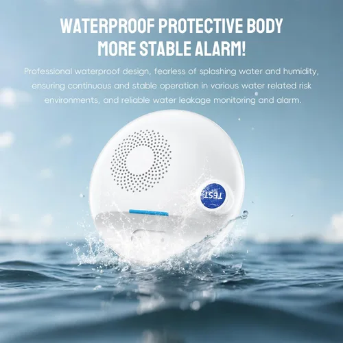 Vista 6 de PILSAMAS Detector de fugas de agua inalámbrico, funciona de forma independiente o con concentrador inteligente, sensor de fugas de agua de sirena