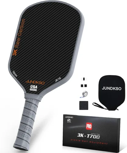 Vista 9 de Paletas profesionales de pickleball - T700 Raqueta de pepinillo de fibra de carbono - Superficie esmerilada de carbono crudo 3K para mejorar el giro