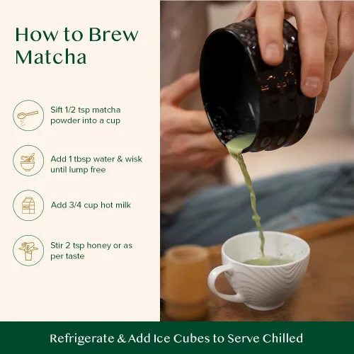 Vista 7 de VAHDAM, Té matcha japonés en polvo (50 tazas, 3.53 onzas) procedente de Japón Auténtico polvo de té verde matcha japonés Matcha culinaria