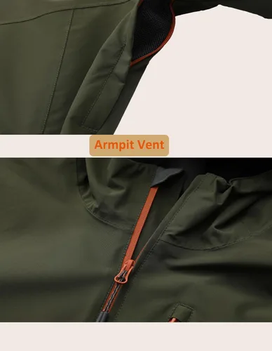 Vista 4 de Chaqueta impermeable ligera con capucha para hombre, transpirable, para senderismo de montaña al aire libre