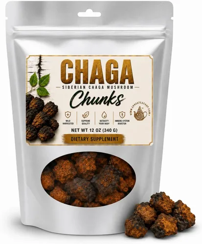 Vista 11 de Trozos de hongos chaga siberianos cosechados salvajes 3 oz (85g)