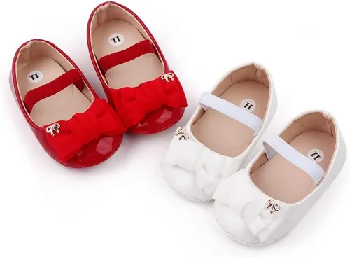 Vista 2 de Zapatos para niñas infantiles, juego de 2, zapatos de primera calidad, zapatos para caminar para bebés, zapatos de princesa Mary Jane de suela