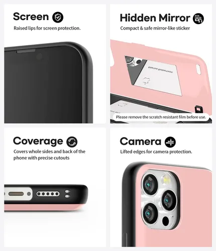 Vista 6 de GOOSPERY Parachoques magnético para puerta compatible con iPhone 13 Pro, tarjetero tipo cartera, cierre automático, protección de doble capa Rosa