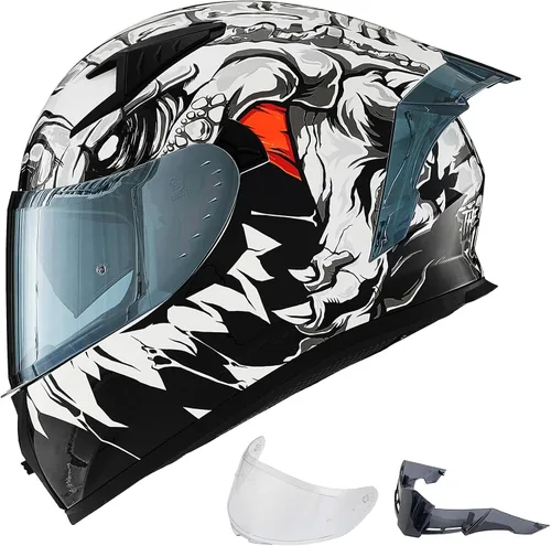 Vista 14 de ILM - Casco completo de motocicleta con Pinlock compatible con viseras y aletas transparentes y tintadas, casco para Street Bike y Motocross