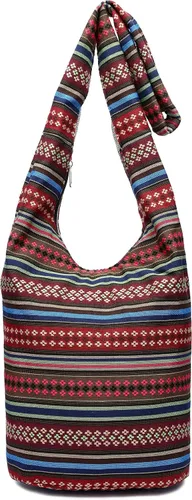 Vista 120 de Bolsa de hombro para mujer, de lona en estilo hippie/bohemio para llevar cruzada al hombro, disponible en diferentes colores y estampados