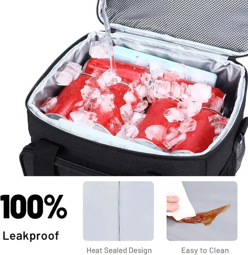 Vista 2 de MIER Lonchera para hombres aislada para el trabajo - 24 latas/15L - Loncheras grandes a prueba de fugas para adultos, mujeres, para viajes, playa