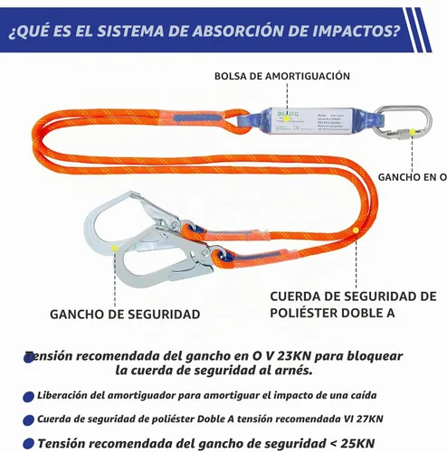 Vista 4 de DIJJIG Arnés de Seguridad Kit de Protección Contra Caídas Arneses de Techado de Cuerpo Completo Con Eslinga Interna Absorbedora de Impactos, Arnés
