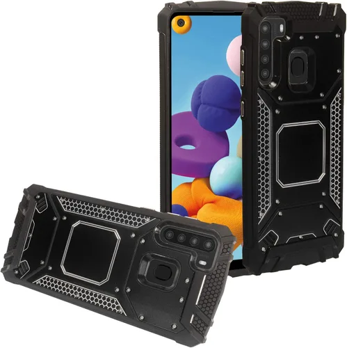 Vista 9 de Para Samsung Galaxy A21 (SM-A215) - Funda para teléfono con soporte de anillo - RS2 Gris RS2 Negro/Gris