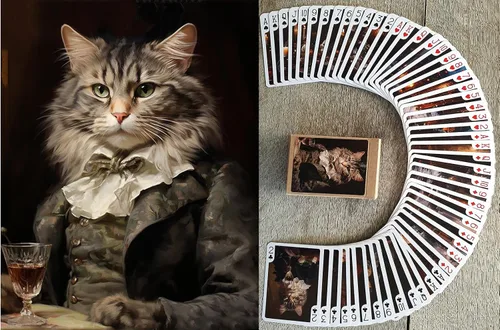 Vista 8 de Cyberpunk Gatos y Perros Biker Gang Playing Cards (Poker Deck 54 Cartas Todas Diferentes) Steampunk Tough Biker Cyberpunk Gang Card Jugando Gatos
