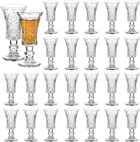 Vista 6 de Glsairy Vasos Cordiales Redondos de 1.3 Onzas, Vasos de Jerez Sin Plomo, Vasos de Chupito Transparentes de Base Pesada (Juego de 12)