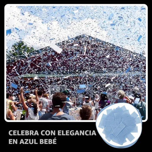 Vista 2 de Ultimate Confetti, Confeti Biodegradable Azul Bebé - Confeti de Papel de Seda Rectangular Revoloteante para Uso en Cañones y Lanzadores – Confeti
