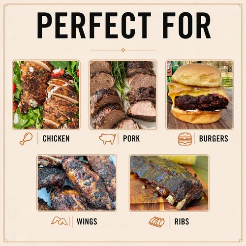 Vista 6 de Condimentos Char Crust para Barbacoa All American Condimentos todo en uno Perfectos para Costillas, Pollo, Cerdo, Hamburguesas, Alas Costra
