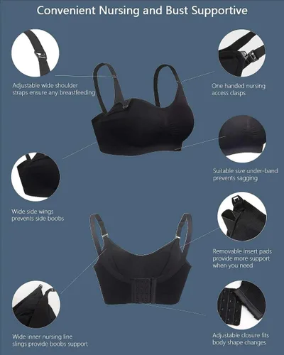 Vista 3 de iloveSIA Nursing Bras for Mom Breastfeeding, Seamless Supportive Sleep Bra for Maternity Postpartum S-2XL 3Pack