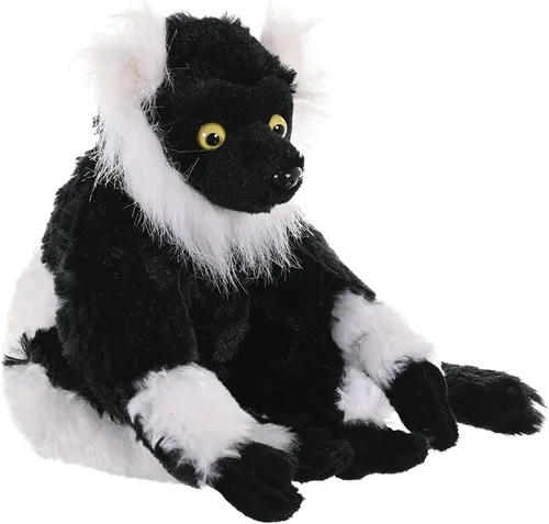 Vista 4 de Wild Republic Black and White Lemur, Cuddlekins Mini, animal de peluche, 8 pulgadas, regalo para niños, juguete de peluche, botellas de agua