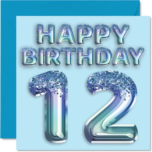 Vista 25 de Stuff4 Tarjeta de primer cumpleaños para niños, globo de fiesta con purpurina azul, tarjetas de feliz cumpleaños para niño de 1 año, nieto, hijo, 57