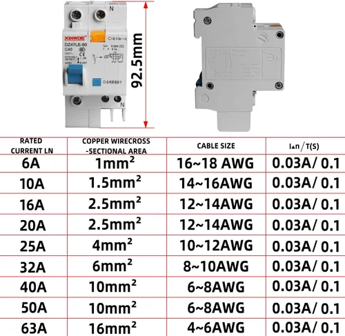 Vista 7 de Disyuntor miniatura de bajo voltaje DZ47-63 Montaje en carril DIN, interruptor de corriente residual, interruptor de corriente residual, protección