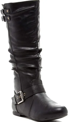 Vista 2 de TOP Moda Night-76 Botas planas hasta la rodilla con detalles arrugados, para mujer
