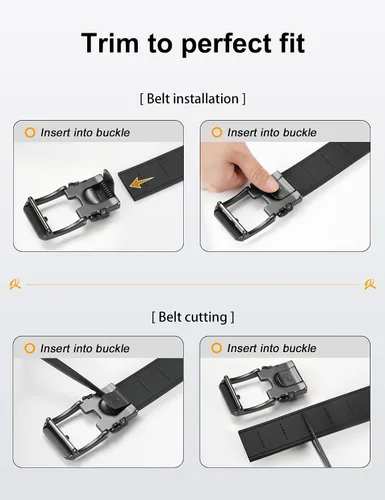 Vista 8 de JUKMO Cinturón de trinquete de cuero de 1.5" (38mm) para hombre en caja de regalo