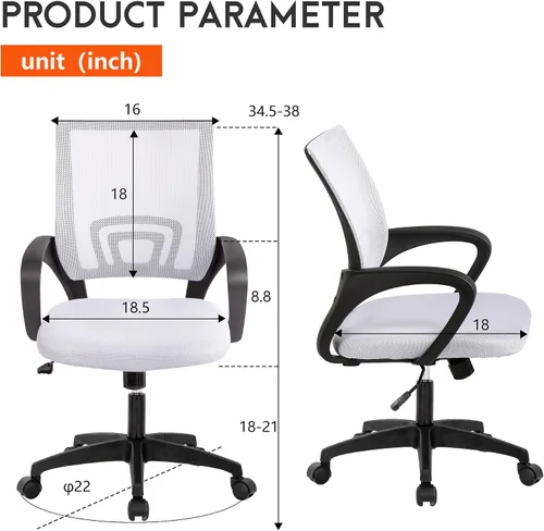 Vista 3 de PayLessHere Silla de oficina en casa, silla de escritorio para computadora, silla ergonómica ajustable, soporte lumbar, reposabrazos ejecutiva