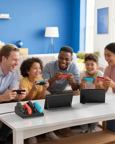 Vista 8 de Switch 12 Compatible FASTSNAIL 8-in-1 Charging Dock for Nintendo Switch 2 & 1OLED for Joy-Con 2, Dual-Direction Magnetic Fast Controller Charger