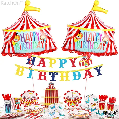 Vista 6 de Globo de carpa de circo de carnaval y globo de león – grande, 30 pulgadas Decoraciones de fiesta temática de carnaval Globos de carnaval