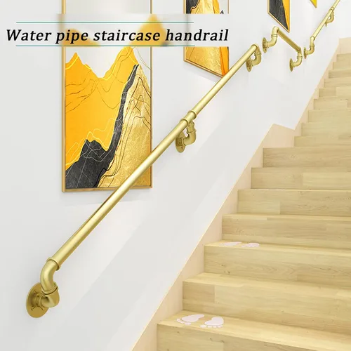 Vista 4 de MObyat Barandillas para escaleras para interiores y exteriores, barandillas industriales de hierro forjado, barra de seguridad de soporte de pared