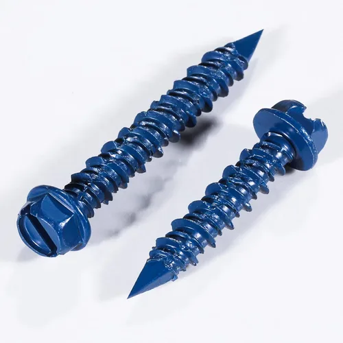 Vista 4 de Wensilon (30 piezas) 1/4 "* 1-1/4" cabeza hexagonal ranurada anclaje tornillo de hormigón cabeza hexagonal azul, utilizado para anclar mampostería