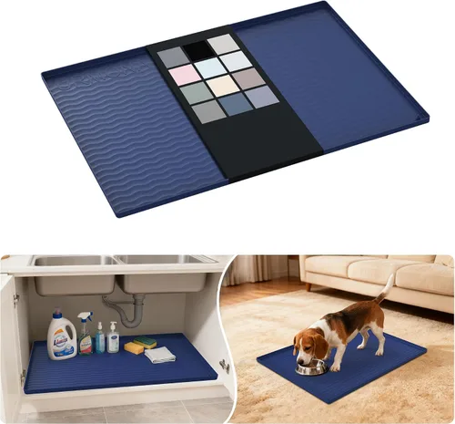 Vista 71 de URMONA - Tapete de silicona impermeable para debajo del fregadero, 16 x 10 Beige