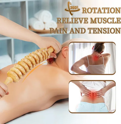Vista 3 de Liitrton Herramientas de Masaje de Terapia de Madera, Rodillo de Masaje Curvo de Madera para Reducción de Celulitis y Tensión Muscular (Madera)
