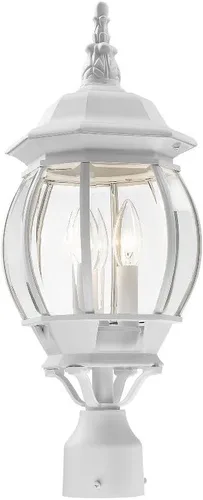 Vista 3 de Livex Lighting 7526-14 Frontenac - Lámpara tradicional de 3 luces para exteriores con pantallas de vidrio biselado transparente, 22 x 8 x 22 Negro
