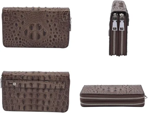 Vista 2 de Shop LC - Cartera de cuero con doble cremallera en relieve 3D Azul