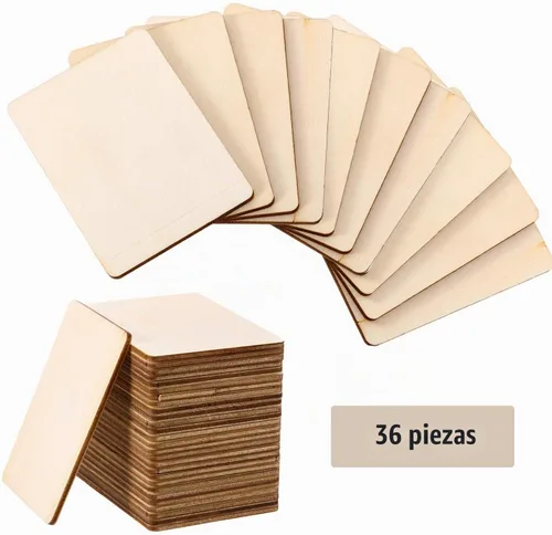 Vista 6 de Boao 36 recortes cuadrados de madera sin terminar de 2.5 x 3.5 pulgadas