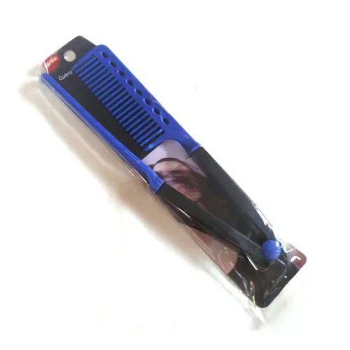 Vista 4 de Bricolaje Salón Cepillo Peines Peluquería Estilizador de pelo Plancha de pelo en forma de V peine recto (azul)
