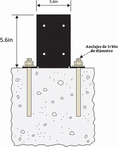 Vista 3 de Base de poste de 6 x 6 piezas, tamaño interior de 5.6 x 5.6 pulgadas, base de poste de cubierta de metal resistente con recubrimiento de polvo
