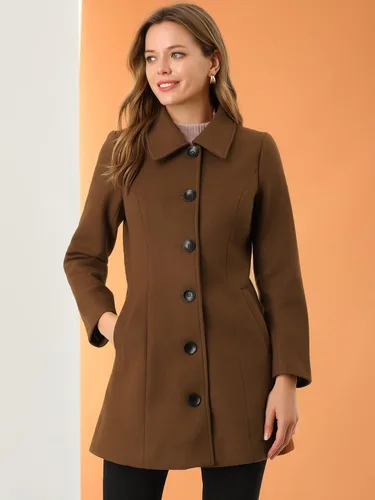 Vista 2 de Allegra K Abrigo largo cálido de invierno para mujer