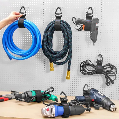 Vista 4 de Trilancer - Correas de almacenamiento resistentes, organizador de cables y colgador (paquete de 10) Hook-and-Loop Straps with Triangular Buckle to